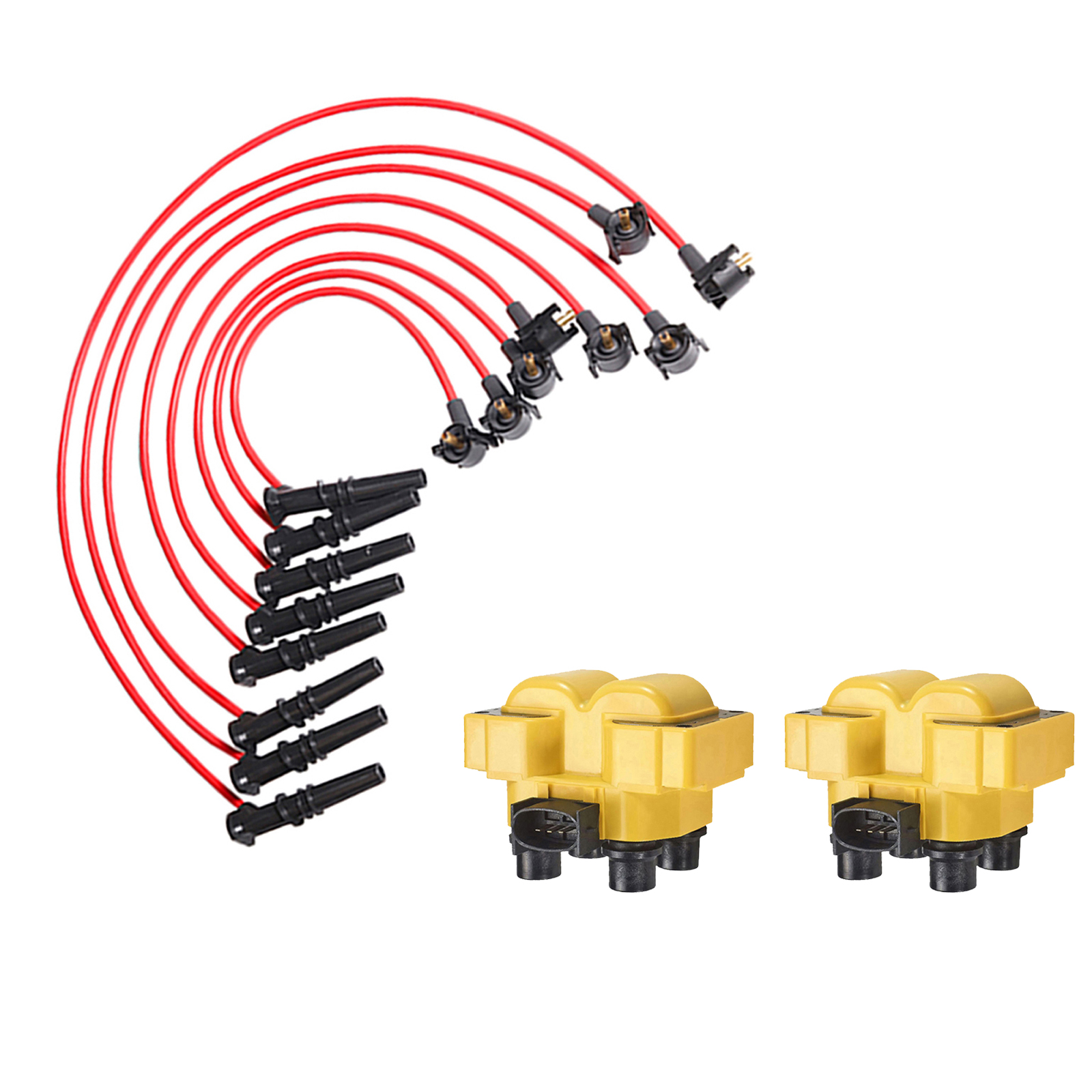 ACEON Set of 2 Performance Ignition coil + Performance Wire Set for Ford F150 F250 Lincoln Mercury