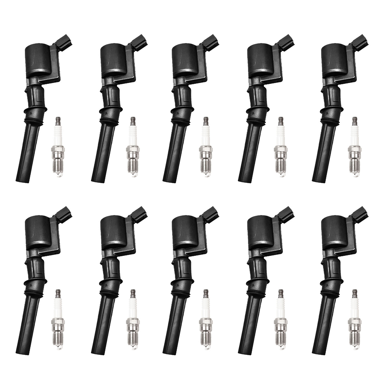 ACEON Set of 10 Ignition coil + Spark Plug For 98-08 Ford F-150 E-150 Expedition