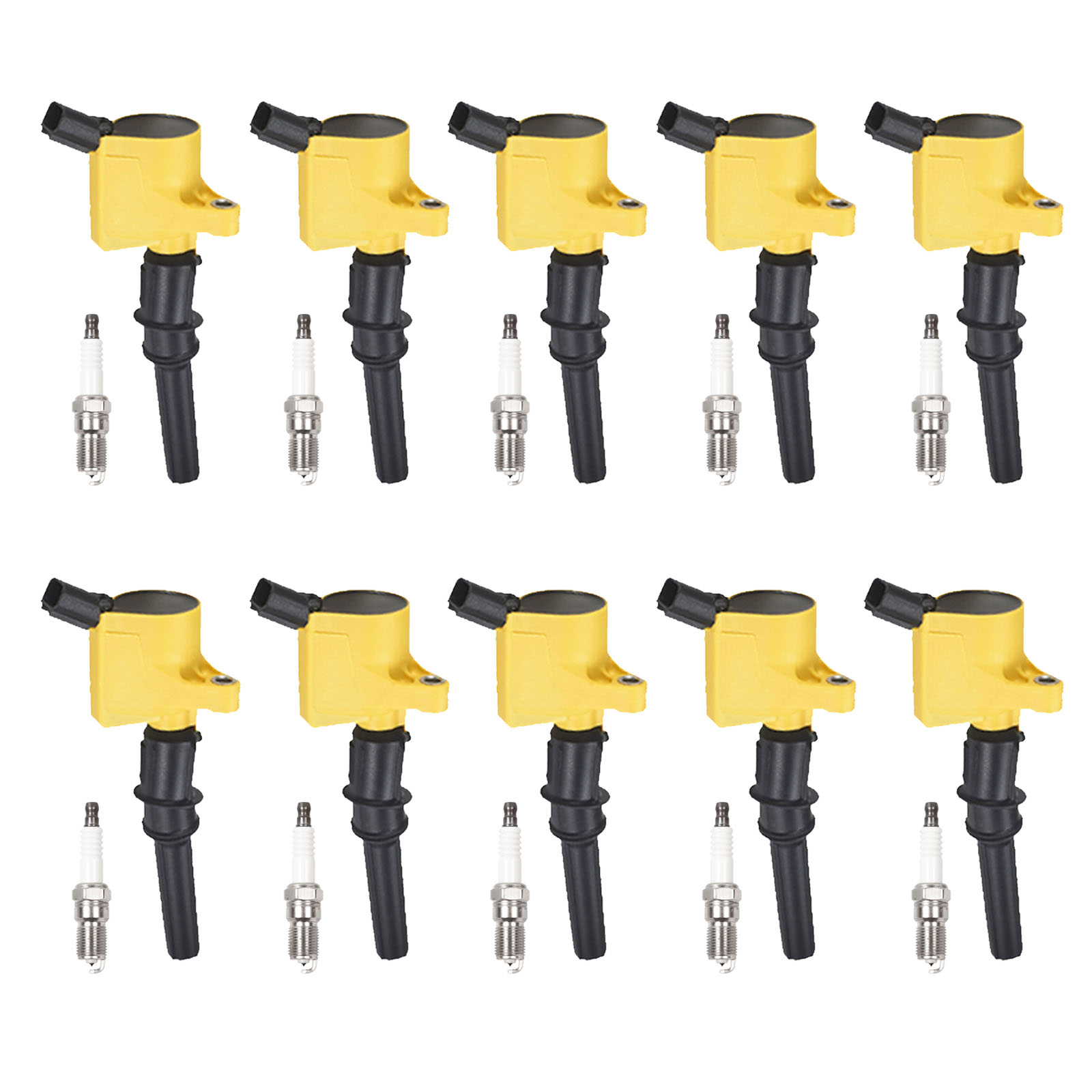 ACEON Set of 10 Performance Ignition coil + Spark Plug For 98-08 Ford F-150 E-150 Expedition