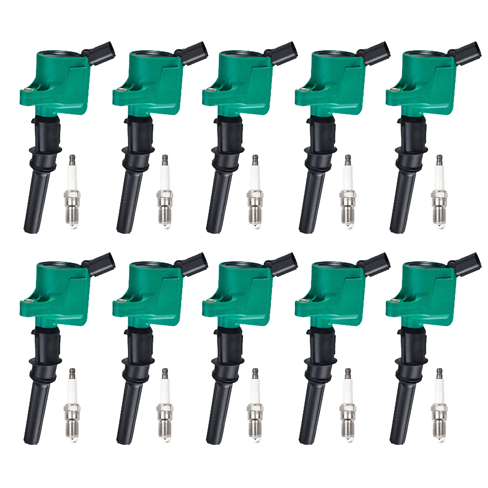 ACEON Set of 10 Performance Ignition coil + Spark Plug For 98-08 Ford F-150 E-150 Expedition