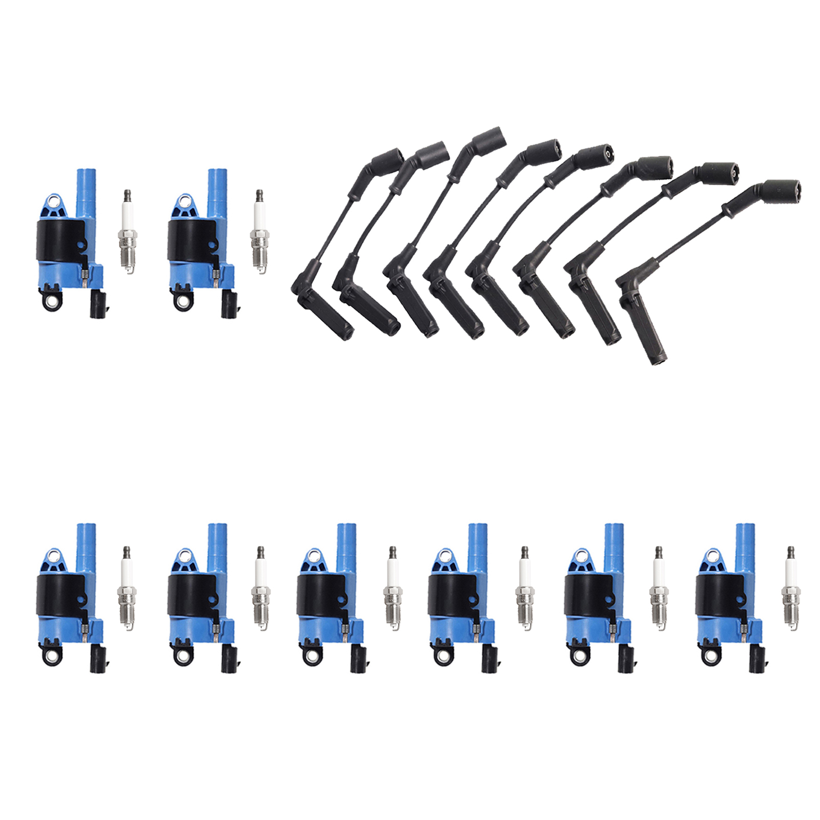 ACEON Set of 8 Performance Ignition coil + Wire Set + Spark Plug For Buick Chevrolet GMC Cadillac 6.0L 5.3L
