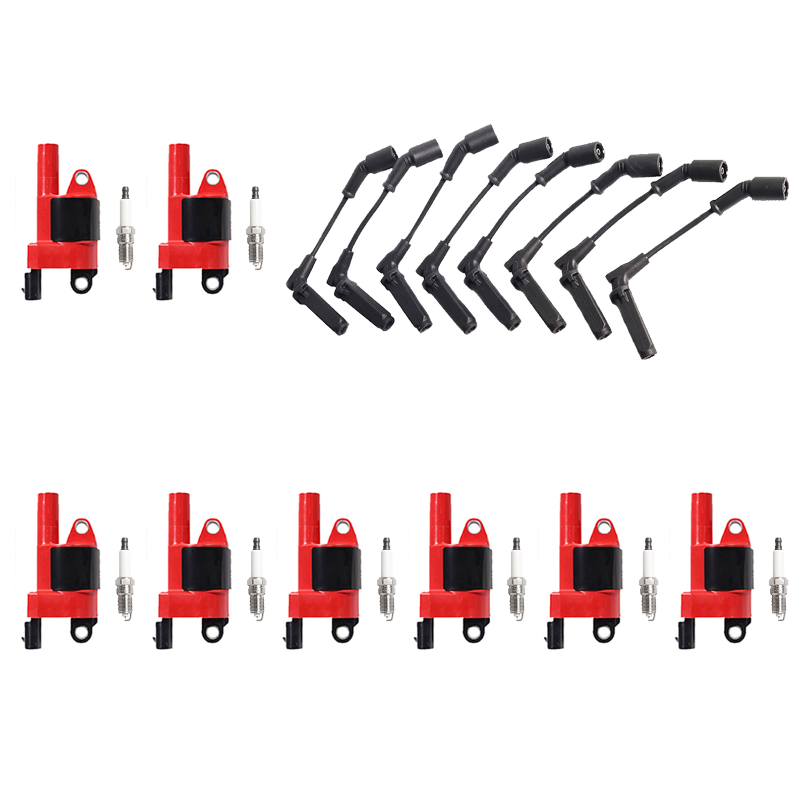 ACEON Set of 8 Performance Ignition coil + Wire Set + Spark Plug For Buick Chevrolet GMC Cadillac 6.0L 5.3L