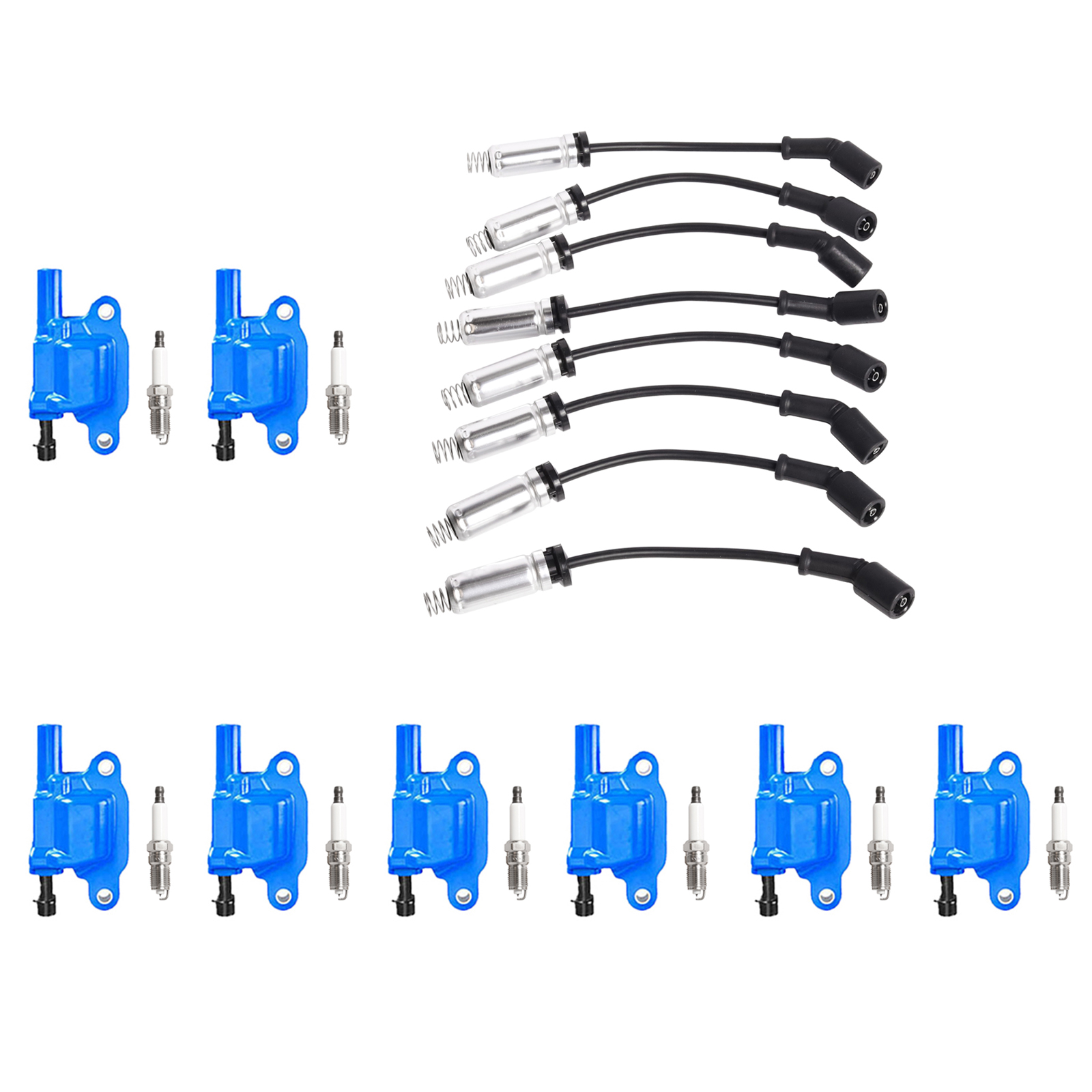 ACEON Set of 8 Performance Ignition coil + Wire Set + Spark Plug For GMC Cadillac Chevy Buick V8 5.3L/6.0L/6.2L