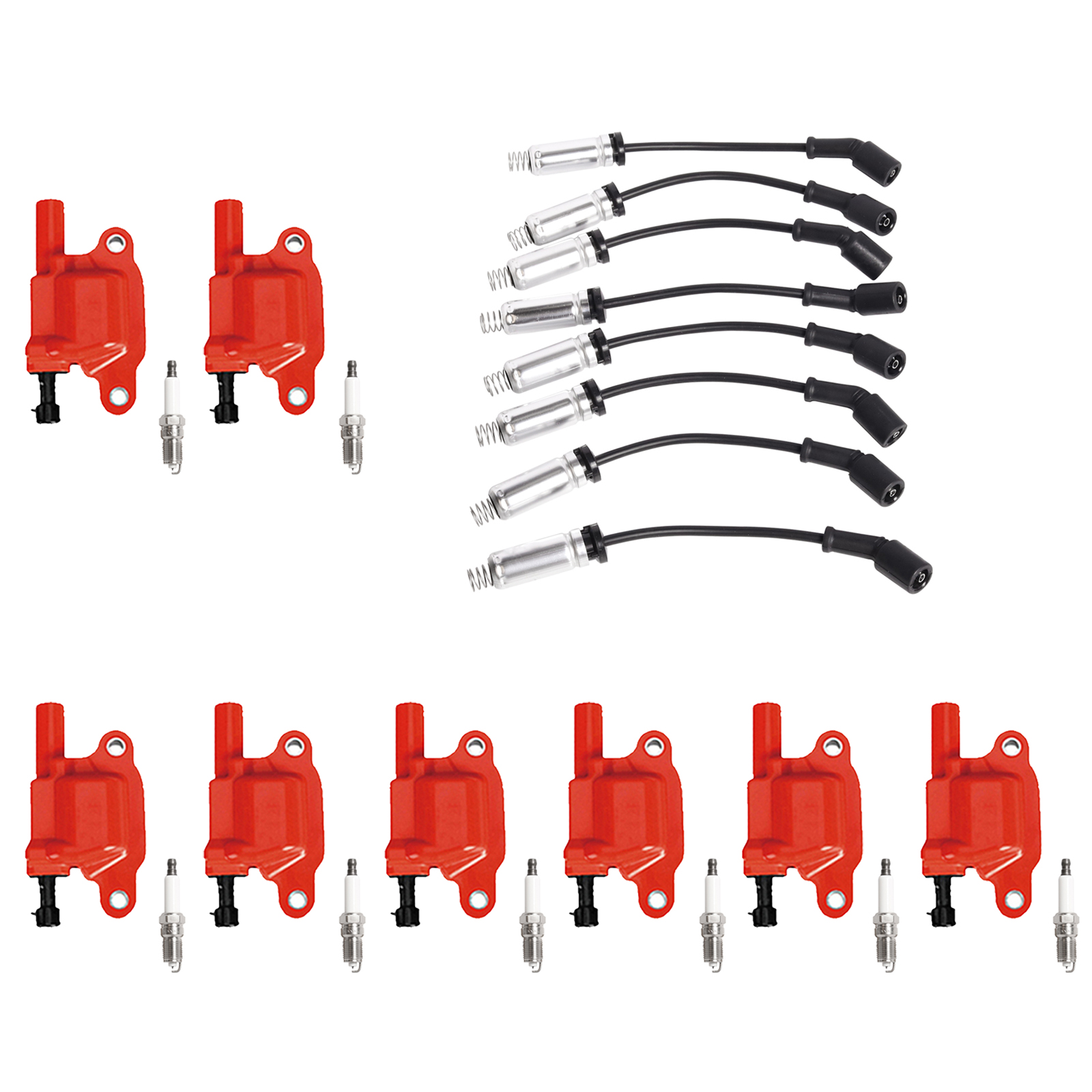 ACEON Set of 8 Performance Ignition coil + Wire Set + Spark Plug For GMC Cadillac Chevy Buick V8 5.3L/6.0L/6.2L