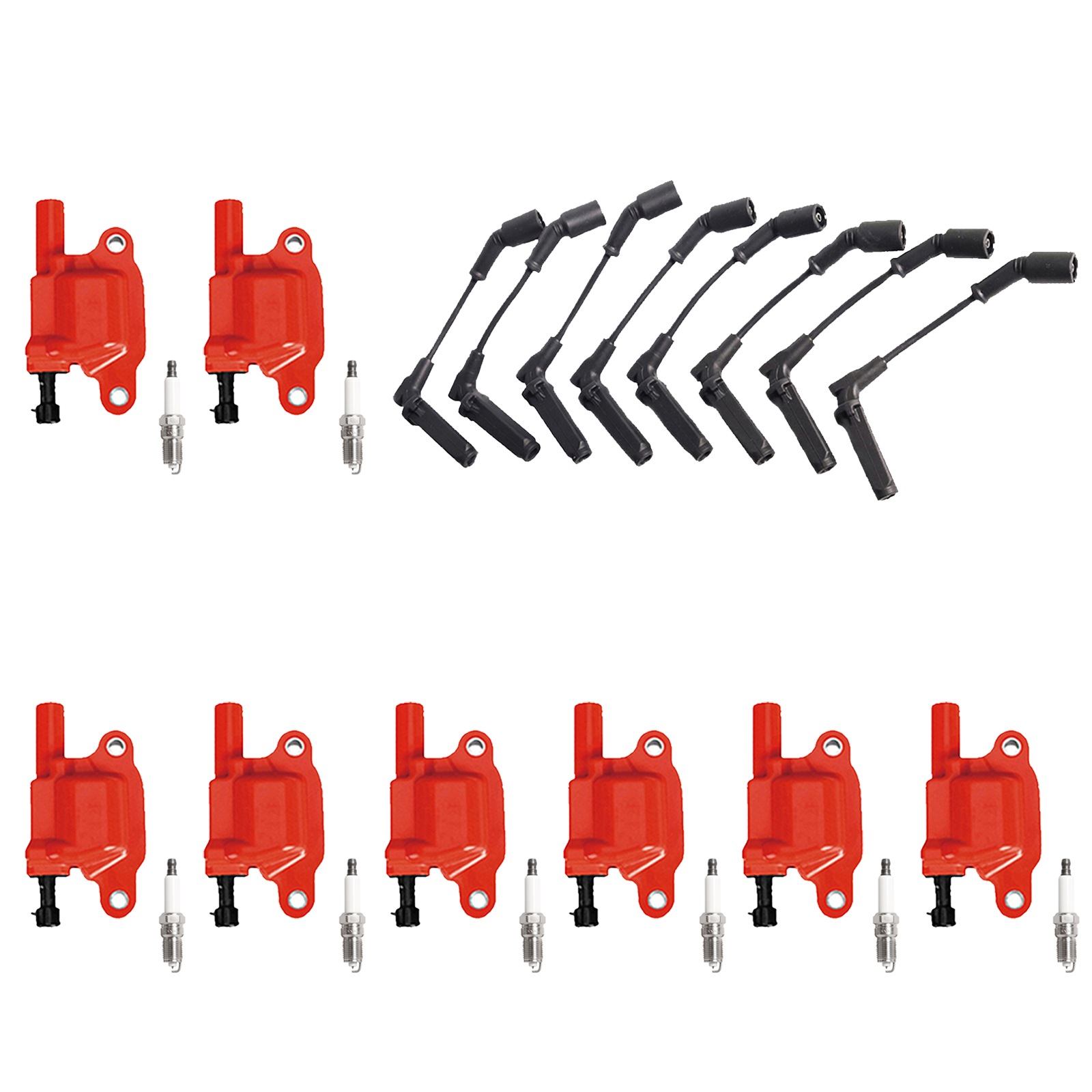 ACEON Set of 8 Performance Ignition coil + Wire Set + Spark Plug For GMC Cadillac Chevy Buick V8 5.3L/6.0L/6.2L
