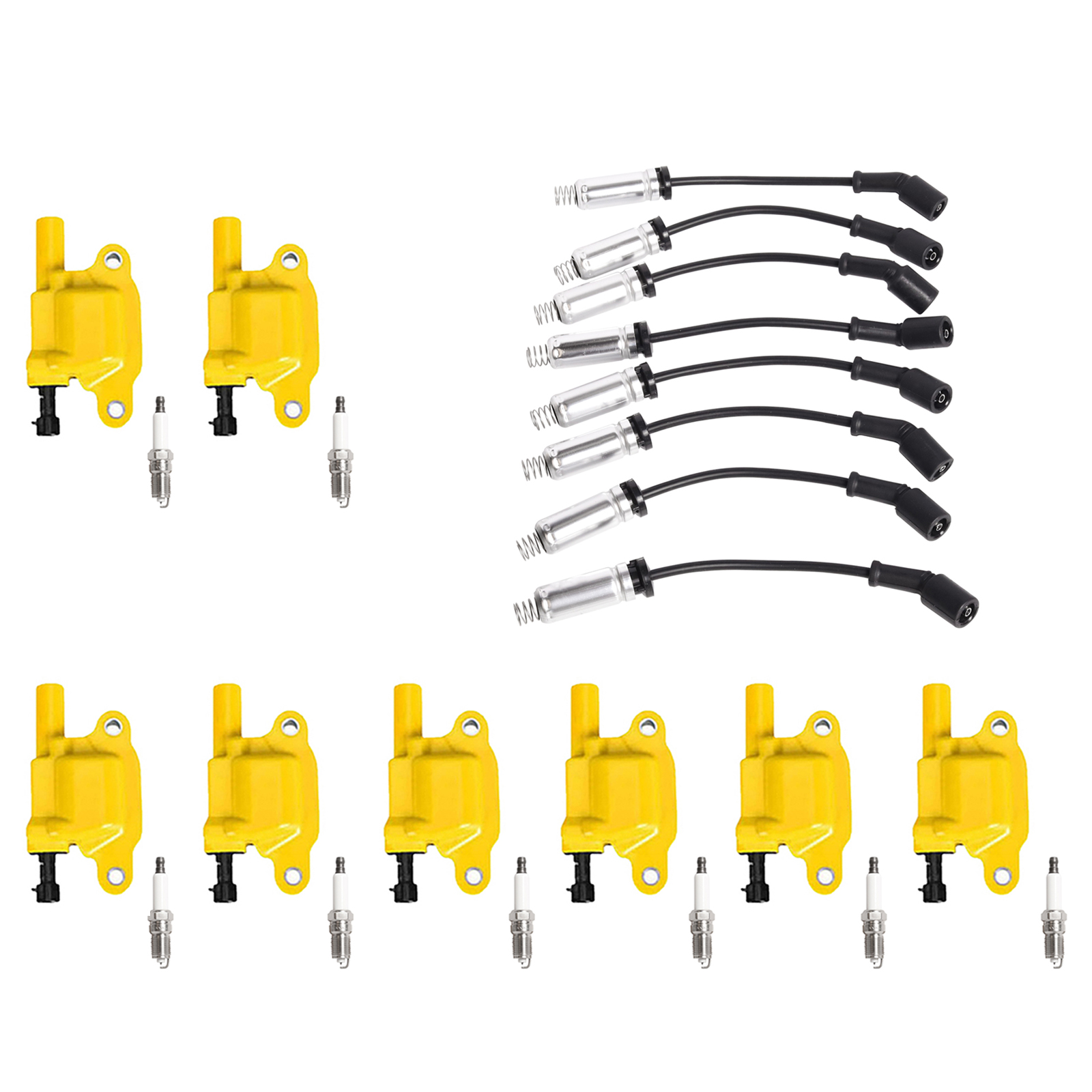 ACEON Set of 8 Performance Ignition coil + Wire Set + Spark Plug For GMC Cadillac Chevy Buick V8 5.3L/6.0L/6.2L