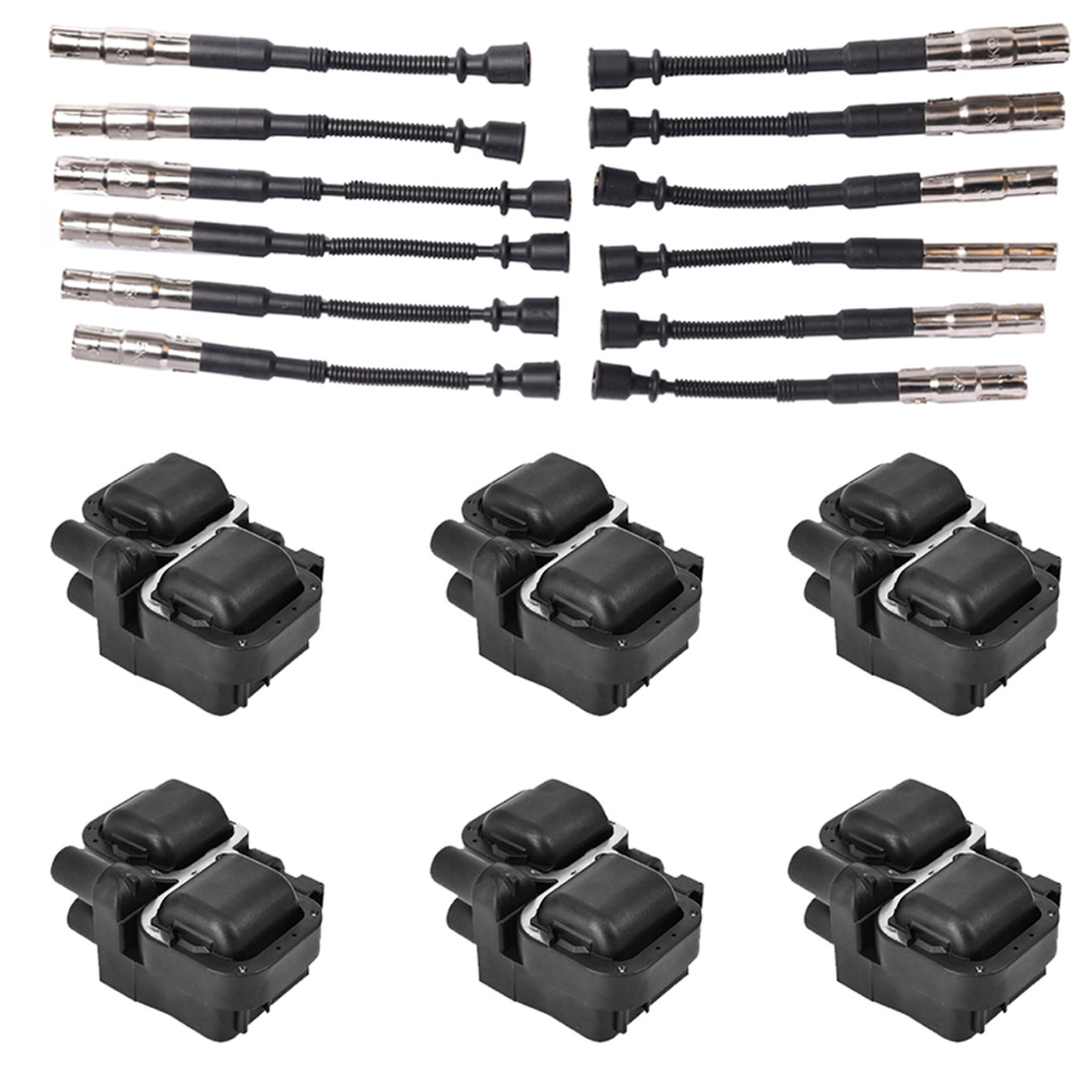 ACEON Set of 6 Ignition coil + Wire Set For Mercedes-Benz C CL CLK ML Class