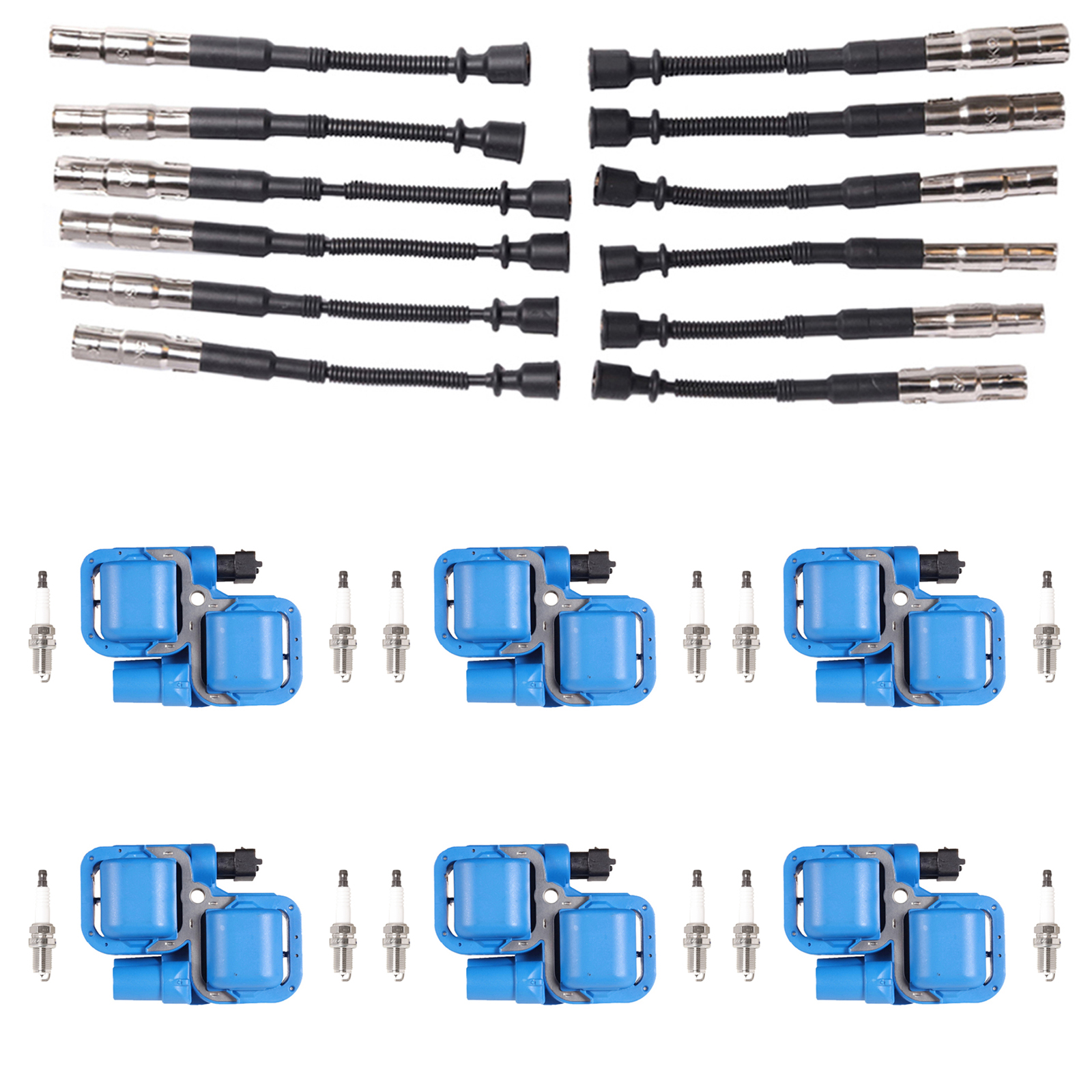 ACEON Set of 6 Performance Ignition coil + Wire Set + Spark Plug For Mercedes-Benz C55 S55 AMG