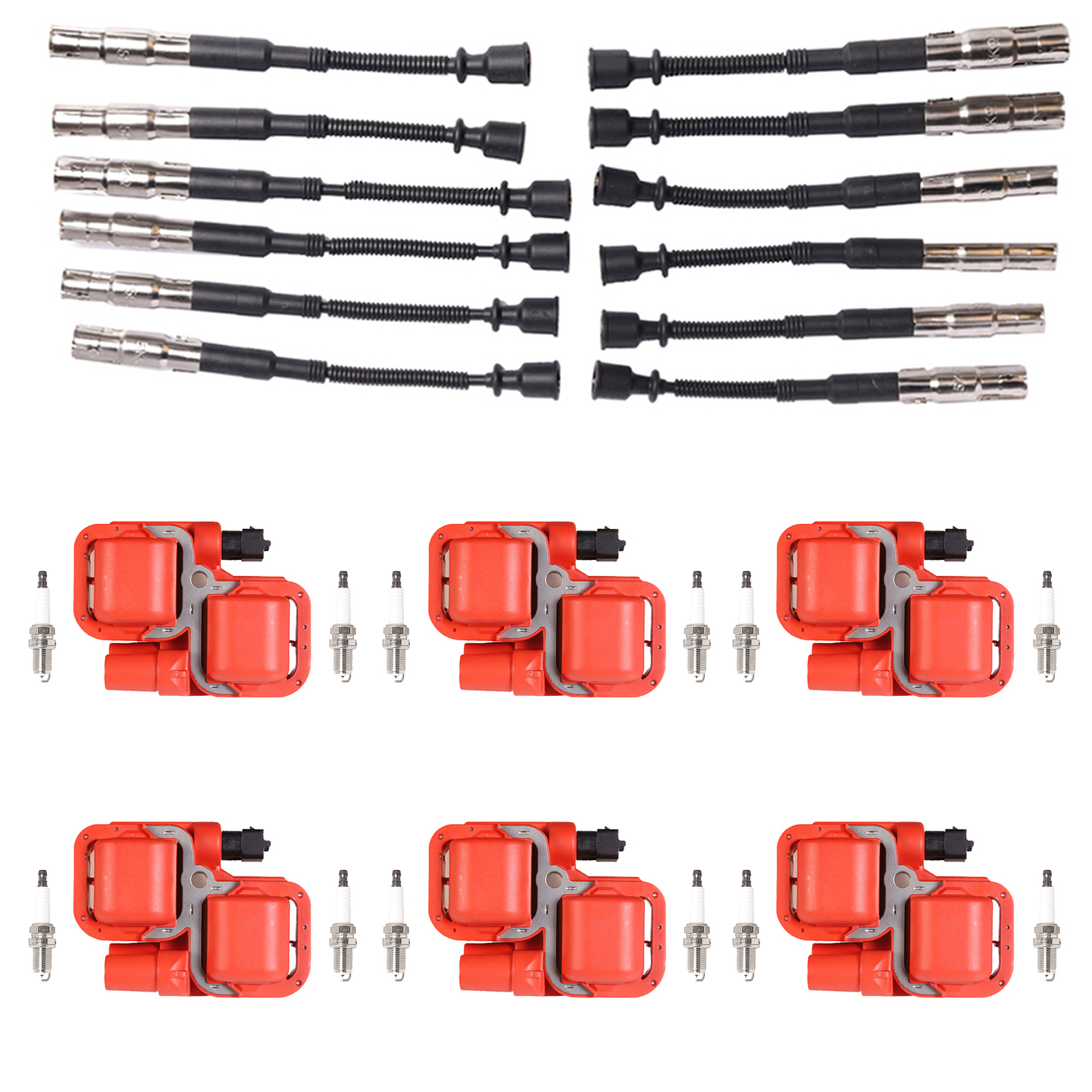 ACEON Set of 6 Performance Ignition coil + Wire Set + Spark Plug For Mercedes-Benz C55 S55 AMG